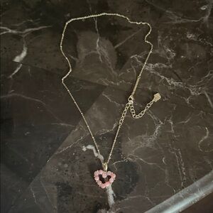 Kendra Scott Pink Heart Necklace with Gold Chain